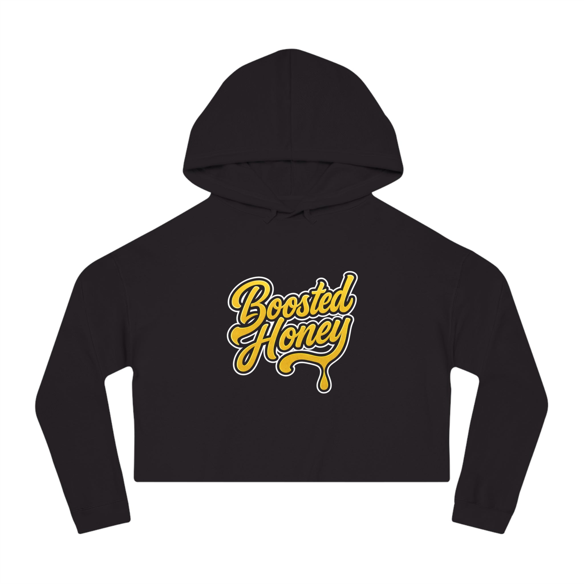 Boosted Honey Cropped Hoodie — Black & Gold