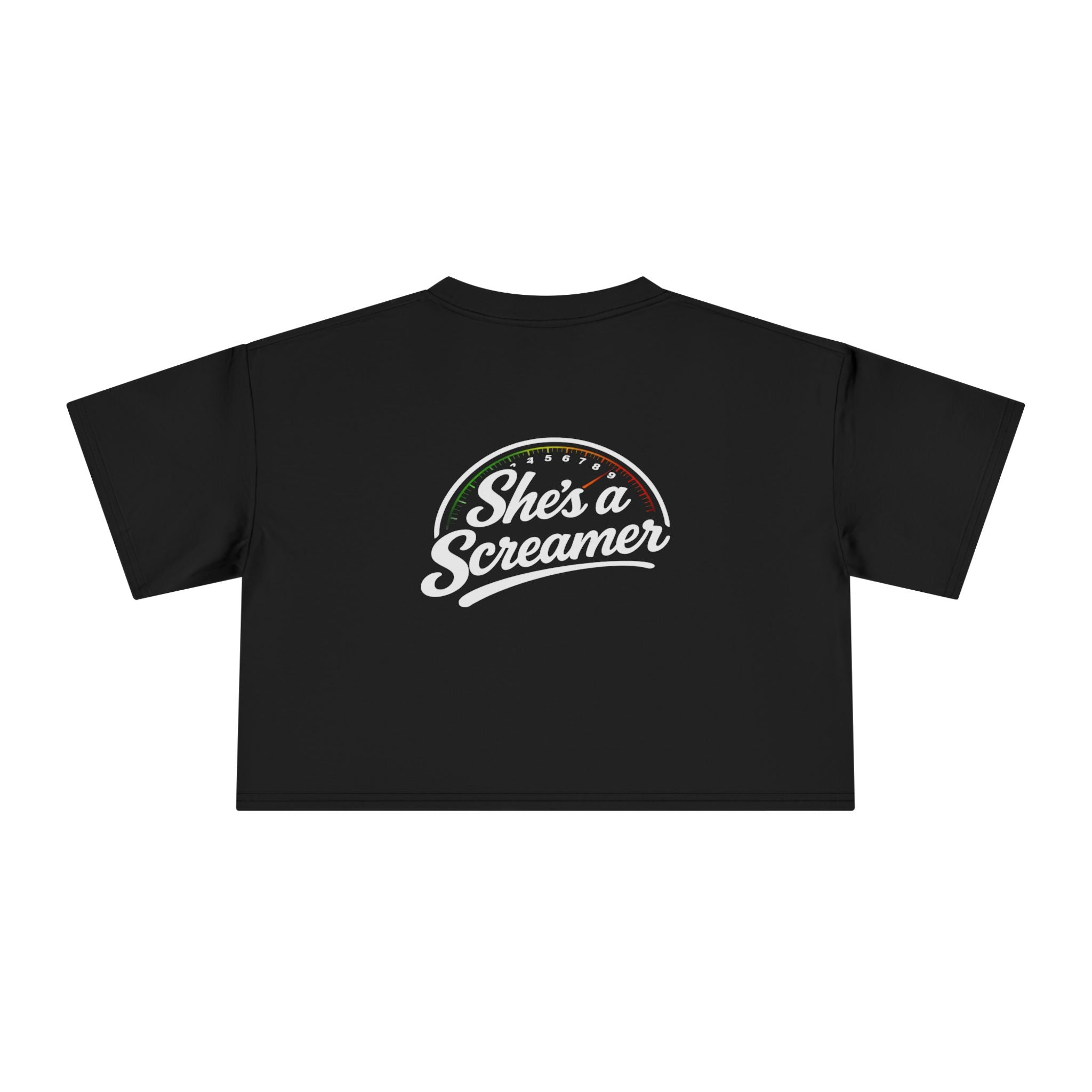 Crop Tee — "She’s a Screamer" - Black and White