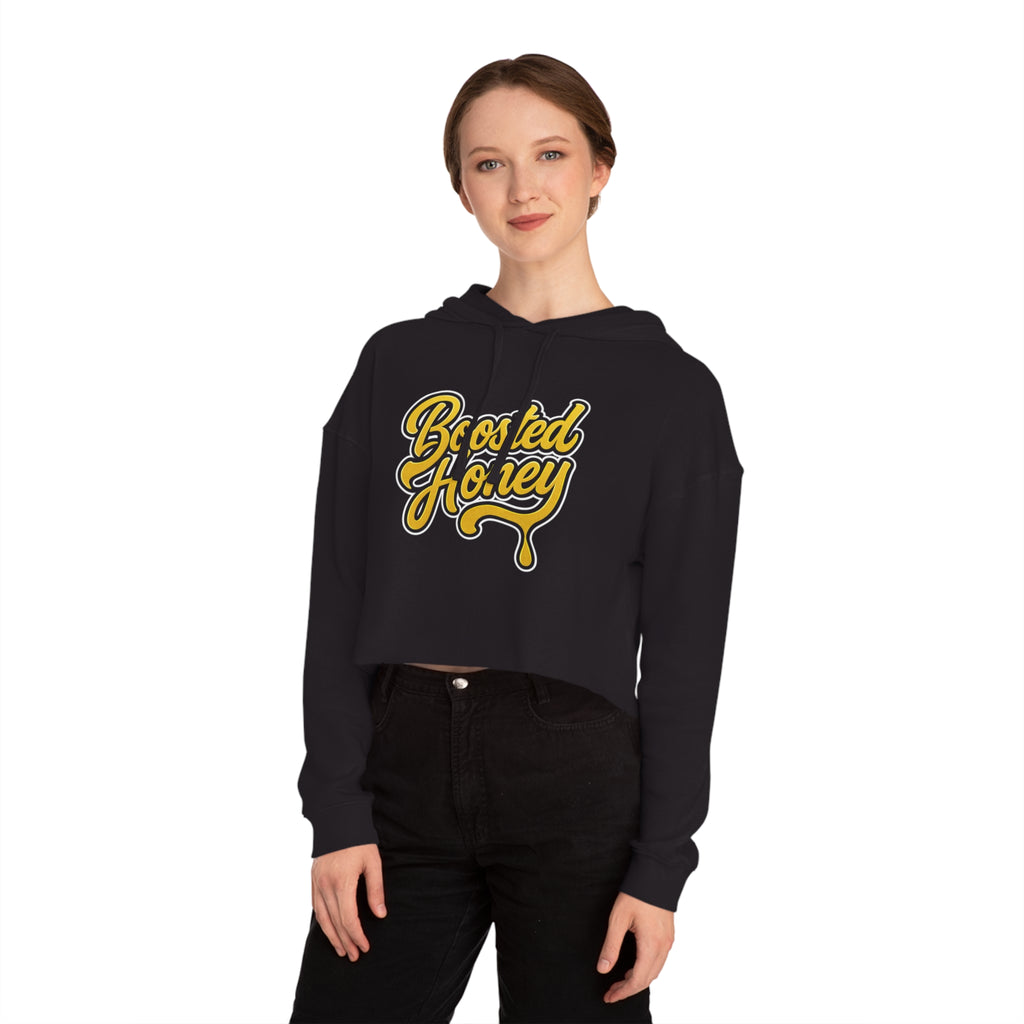 Boosted Honey Cropped Hoodie — Black and Gold