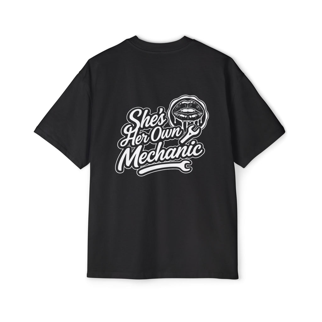 Oversized Tee - "Shes her own Mechanic" - Black & White